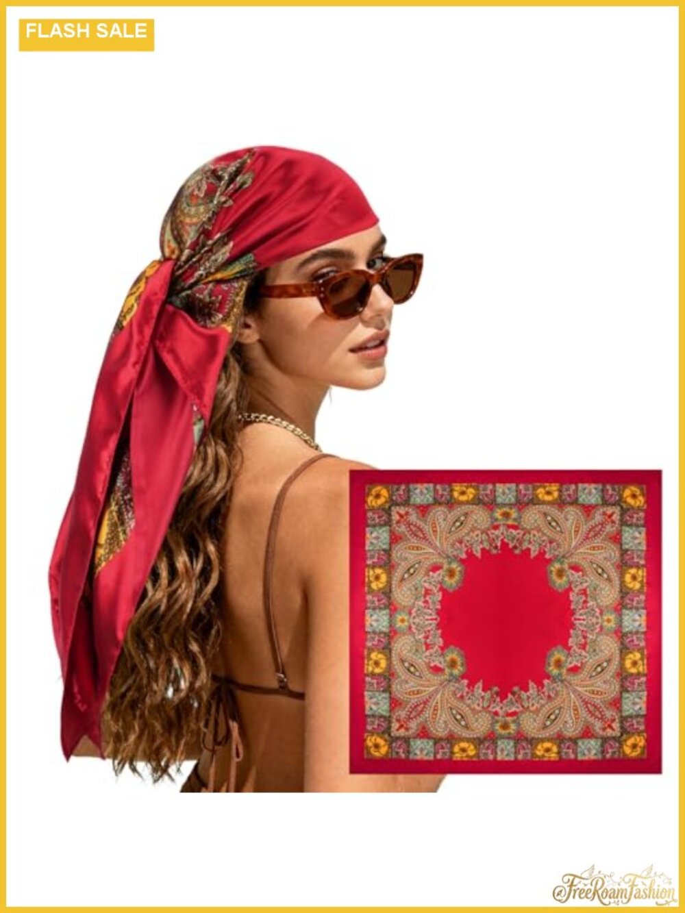 35" Satin Hair Scarf for Women - Polyester Large Head Wrap Bandana